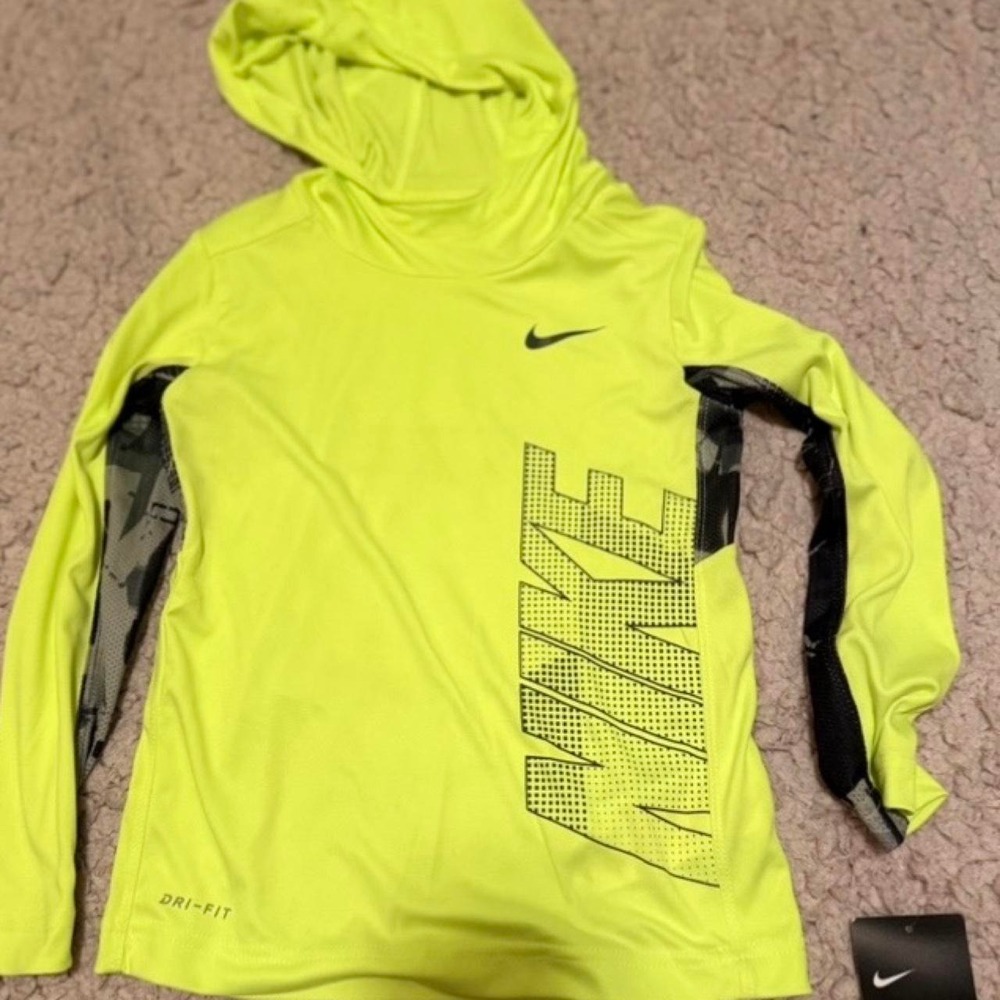 NWT Nike Dri-Fit neon yellow thin long sleeve top size 6-7